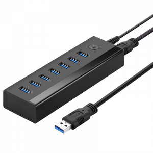 USB хъб UGREEN 7в1 USB Type A към 7x USB Type A 5Gb/s (US219) черен - Img 1
