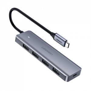 USB хъб UGREEN USB Type C към 4x USB Type A 3.2 Gen.1 и USB Type C Power Delivery (CM219 70336) сив - Img 1