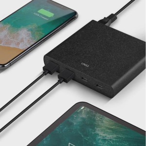 USB хъб UNIQ Surge 90W 2x USB Type A Quick Charge 3.0 / 2x USB Type C Power Delivery 3.0 (LITHOS Collective) черен графит - Img 10