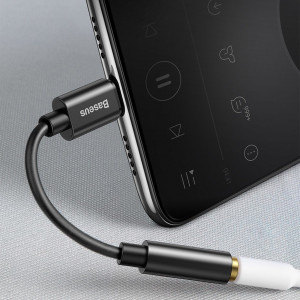 Адаптер за слушалки BASEUS L54 USB Type C към мини жак 3.5mm DAC конвертор, 24 bit, 48 KHz (CATL54-01) черен - Img 12