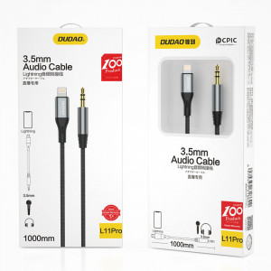 Аудио кабел DUDAO жак 3.5mm към Lightning 1m сив (L11PRO) - Img 5