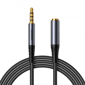 Аудио кабел JOYROOM жак 3.5mm (мъжко) към жак 3.5mm (женско) 1.2m черен (SY-A09) - Img 1
