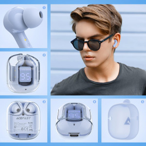 Безжични bluetooth слушалки ACEFAST T6 TWS светлосин - Img 10