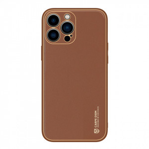 Гръб от еко кожа DUX DUCIS Yolo - iPhone 14 Pro кафяв - Img 1