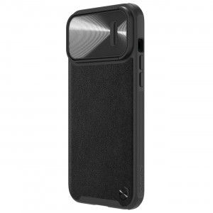 Гръб от естествена кожа с подвижно покритие за камерата NILLKIN CamShield Leather S - iPhone 14 Pro черен - Img 3