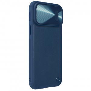 Гръб от естествена кожа с подвижно покритие за камерата NILLKIN CamShield Leather S - iPhone 14 Pro син - Img 4