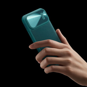 Гръб от естествена кожа с подвижно покритие за камерата NILLKIN CamShield Leather S - iPhone 14 Pro Max черен - Img 9