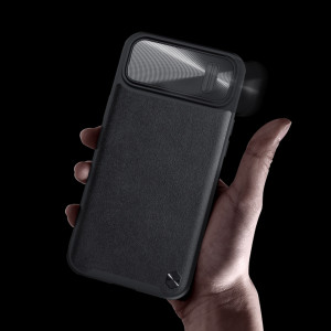 Гръб от естествена кожа с подвижно покритие за камерата NILLKIN CamShield Leather S - iPhone 14 Pro Max зелен - Img 11