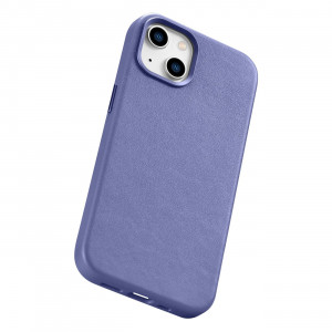 Гръб от естествена кожа iCARER Leather MagSafe - iPhone 14 светлолилав - Img 12
