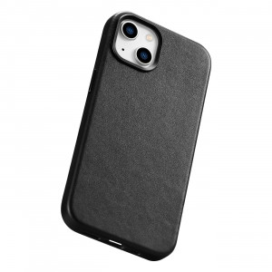 Гръб от естествена кожа iCARER Leather MagSafe - iPhone 14 черен - Img 12