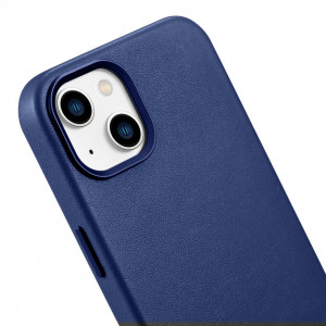Гръб от естествена кожа iCARER Leather MagSafe - iPhone 14 Plus син - Img 9