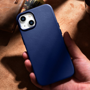 Гръб от естествена кожа iCARER Leather MagSafe - iPhone 14 Plus син - Img 17