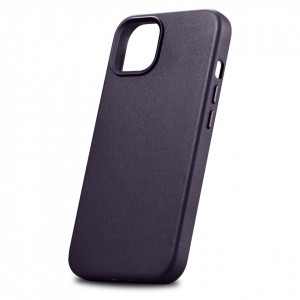 Гръб от естествена кожа iCARER Leather MagSafe - iPhone 14 Plus тъмнолилав - Img 7