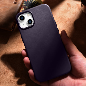 Гръб от естествена кожа iCARER Leather MagSafe - iPhone 14 Plus тъмнолилав - Img 17