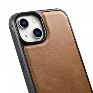 Гръб от естествена кожа iCARER Leather Oil Wax MagSafe - iPhone 14 кафяв - Img 12