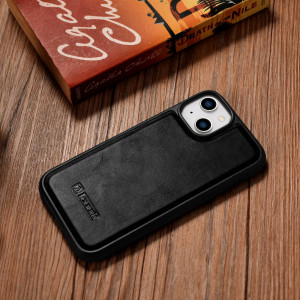 Гръб от естествена кожа iCARER Leather Oil Wax MagSafe - iPhone 14 черен - Img 12