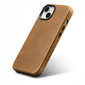 Гръб от естествена кожа iCARER Leather Oil Wax Premium MagSafe - iPhone 14 кафяв - Img 4
