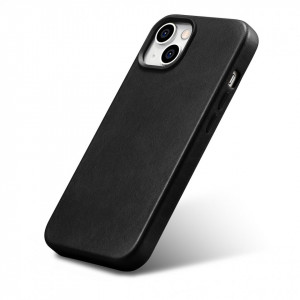 Гръб от естествена кожа iCARER Leather Oil Wax Premium MagSafe - iPhone 14 Plus черен - Img 6