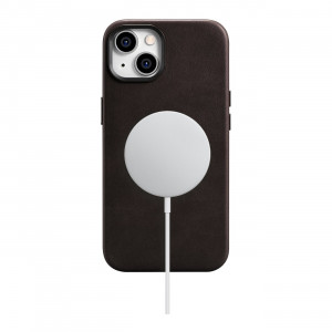 Гръб от естествена кожа iCARER Leather Oil Wax Premium MagSafe - iPhone 14 Plus кафяв - Img 17
