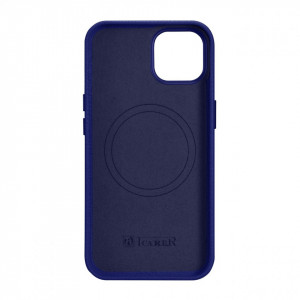 Гръб от естествена кожа iCARER Litchi Premium MagSafe - iPhone 14 Plus тъмносин - Img 3