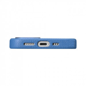 Гръб от естествена кожа iCARER Litchi Premium MagSafe - iPhone 14 Plus светлосин - Img 4