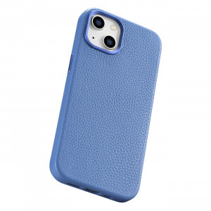Гръб от естествена кожа iCARER Litchi Premium MagSafe - iPhone 14 Plus светлосин - Img 12