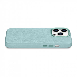 Гръб от естествена кожа iCARER Litchi Premium MagSafe - iPhone 14 Pro Max зелен - Img 10