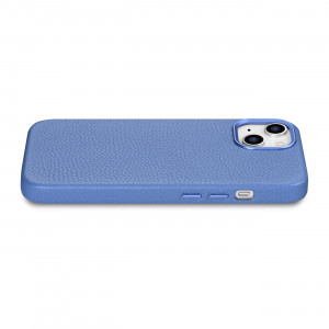 Гръб от естествена кожа iCARER Litchi Premium MagSafe - iPhone 14 светлосин - Img 11