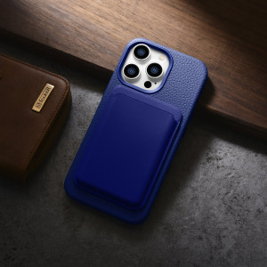 Гръб от естествена кожа iCARER Litchi Premium MagSafe - Leather Case - iPhone 14 Pro Max тъмносин - Img 18
