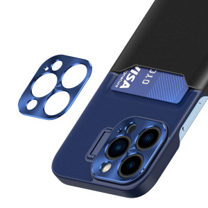 Гръб със стойка и джоб за карти Leather Stand - iPhone 14 Pro Max син - Img 4