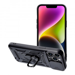 Гръб със стойка и подвижно покритие за камерата Slide Armor - iPhone 14 Pro Max черен - Img 1