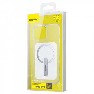 Гръб със стойка BASEUS Magnetic - iPhone 13 Pro прозрачен - Img 5
