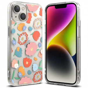 Гръб с гел рамка RINGKE Fusion Armor - iPhone 14 Plus (флорал) прозрачен - Img 1