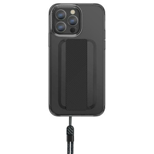 Гръб с лентов държач и каишка UNIQ Heldro с антимикробно покритие - iPhone 13 Pro опушен - Img 2