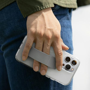 Гръб с лентов държач и каишка UNIQ Heldro с антимикробно покритие - iPhone 14 Pro Max кристалнопрозрачен - Img 6