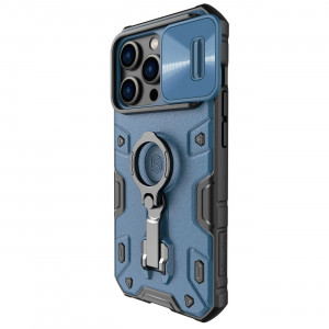 Гръб с подвижно покритие за камерата и ринг държач NILLKIN CamShield Armor Pro - iPhone 14 Pro син - Img 2