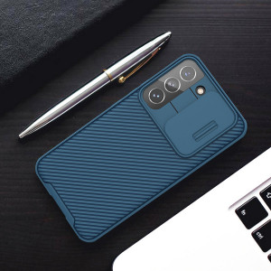 Гръб с подвижно покритие за камерата NILLKIN CamShield Pro - Samsung Galaxy S22+ син - Img 16