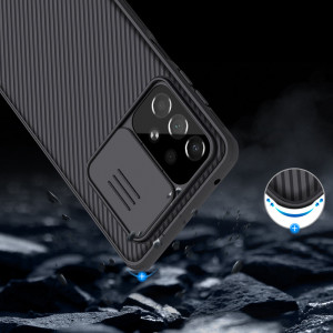 Гръб с подвижно покритие за камерата NILLKIN CamShield Pro - Samsung Galaxy A73 5G син - Img 16