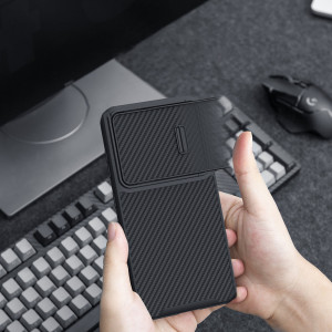 Гръб с подвижно покритие за камерата NILLKIN Synthetic Fiber S - Samsung Galaxy S23+ черен - Img 10