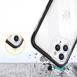 Гръб Clear 3в1 с гел рамка - iPhone 11 Pro Max черен - Img 6