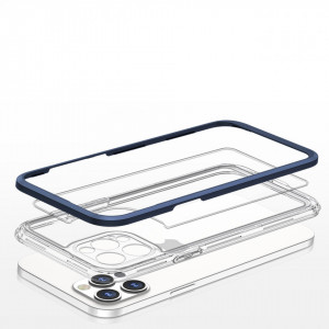 Гръб Clear 3в1 с гел рамка - iPhone 12 Pro син - Img 5