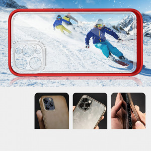 Гръб Clear 3в1 с гел рамка - iPhone 12 Pro червен - Img 3