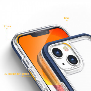 Гръб Clear 3в1 с гел рамка - iPhone 13 син - Img 4