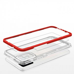 Гръб Clear 3в1 с гел рамка - Samsung Galaxy A03s червен - Img 5