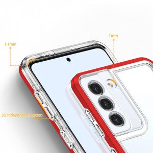 Гръб Clear 3в1 с гел рамка - Samsung Galaxy S22+ червен - Img 4