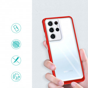 Гръб Clear 3в1 с гел рамка - Samsung Galaxy S23 Ultra червен - Img 2