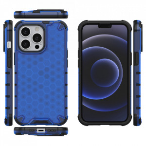 Гръб Honeycomb Armor със силиконов бъмпер - iPhone 13 Pro син - Img 2