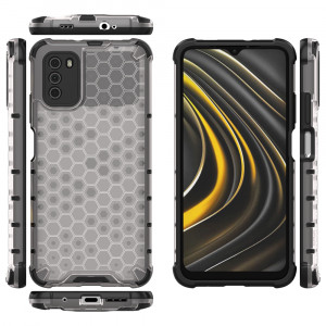 Гръб Honeycomb Armor със силиконов бъмпер - Xiaomi Poco M3 прозрачен - Img 12