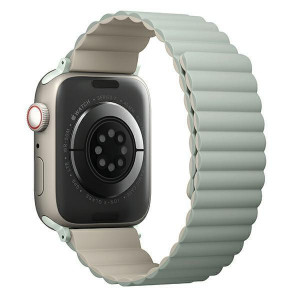 Двулицева магнитна каишка UNIQ Revix - Apple Watch Ultra 49mm / Ultra 2 49mm / 45mm Series 9 / 45mm Series 8 / 45mm Series 7 / 44mm SЕ (2nd gen) / 44mm SE / 44mm Series 6 / 44mm Series 5 / 44mm Series 4 / 42mm Series 3 / 42mm Series 2 резеда / бежов - Img 3