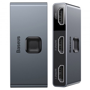 Двупосочен суич BASEUS HDMI към 2x HDMI 4K / 30 Hz (CAHUB-BC0G) сив - Img 1